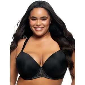 Paramour by Felina Carolina Plunge Contour Bra Lace Racerback Black Sz 42DDD (F)